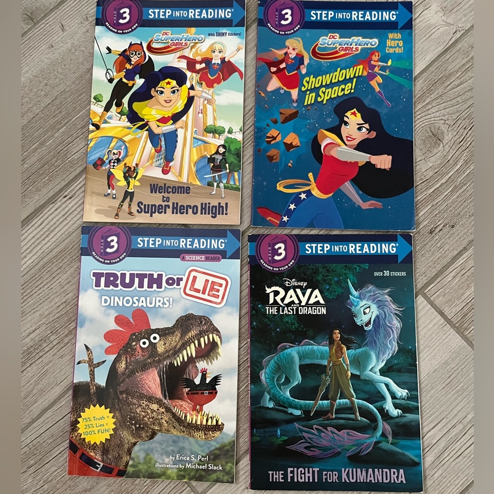 Step Into Reading Level 3 Bundle of 4: DC SuperHero Girls, Disney Raya